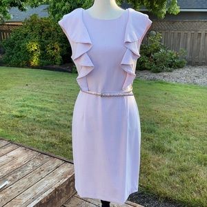 Calvin Klein Cap Sleeve Ruffled Pink Dress